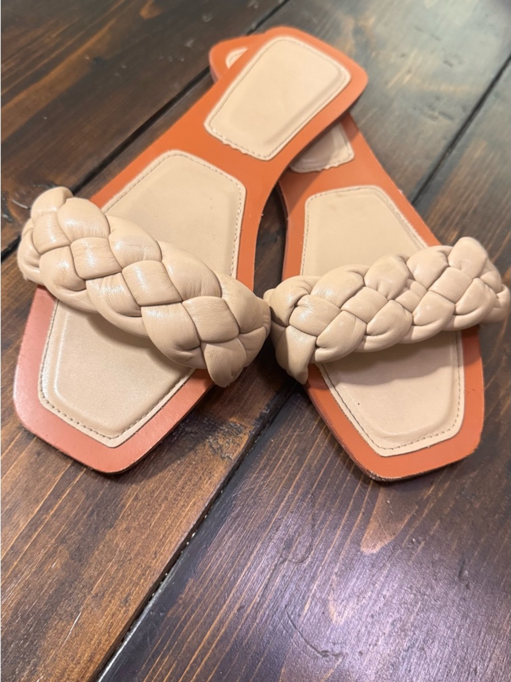 Beige Braided Slide Sandals - Women's Casual Slip-On 41 / 10